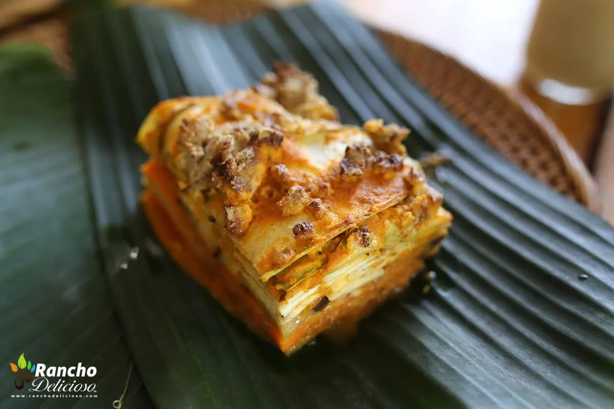 A plant-based lasagna served at Wonderland restaurant